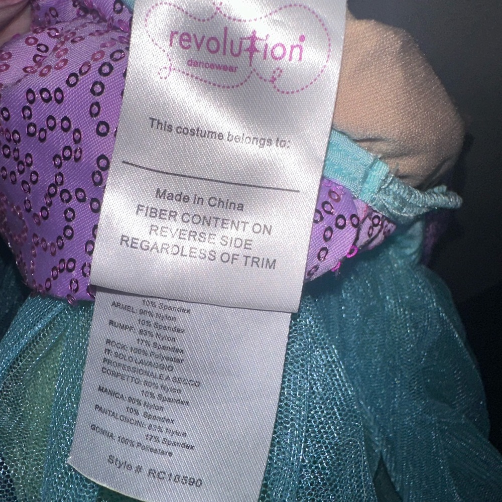 Revolution Purple and Green Kids Dance Costume - Picture 6 of 7